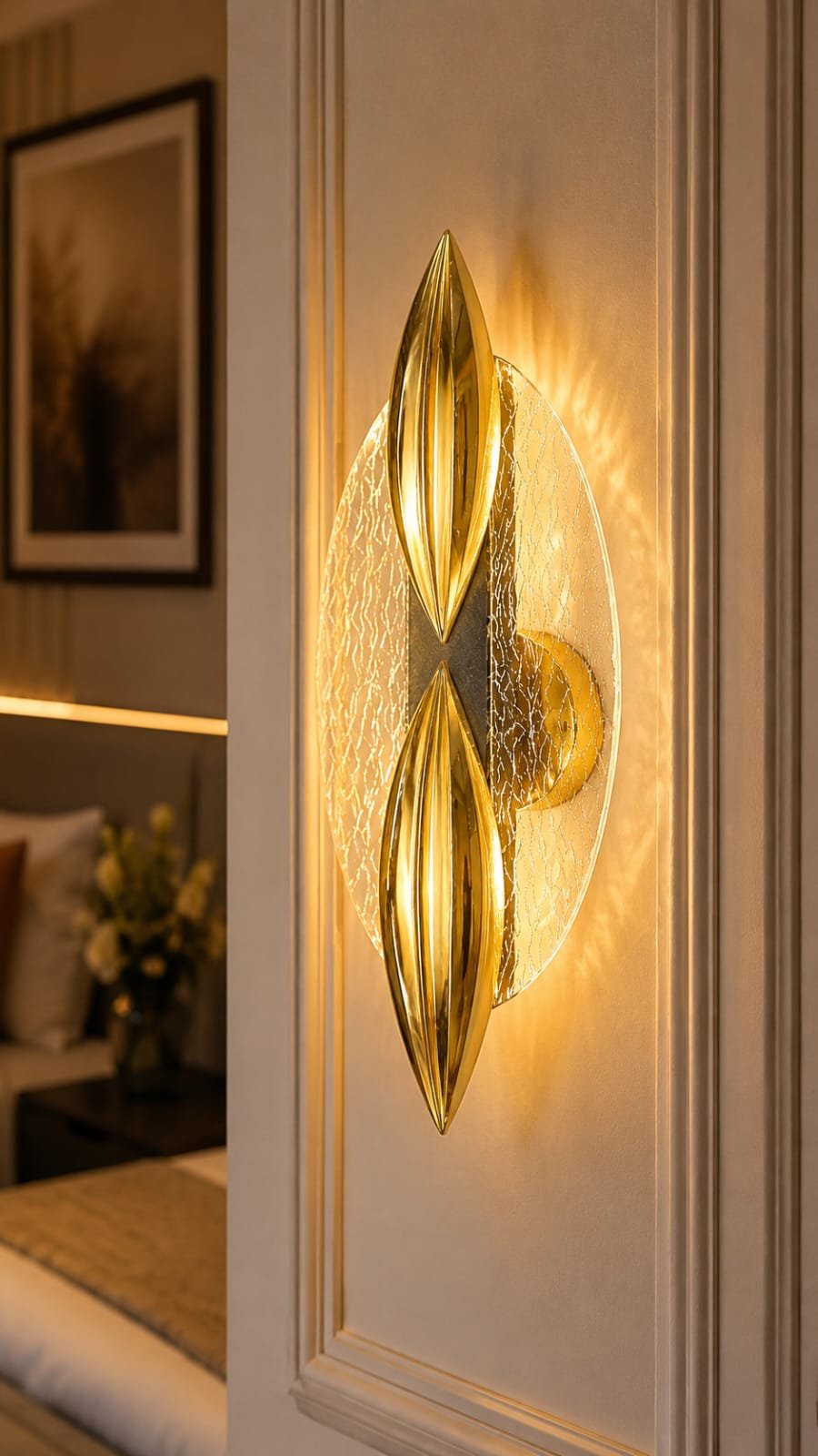 Golden Sculptural LED Wall Light