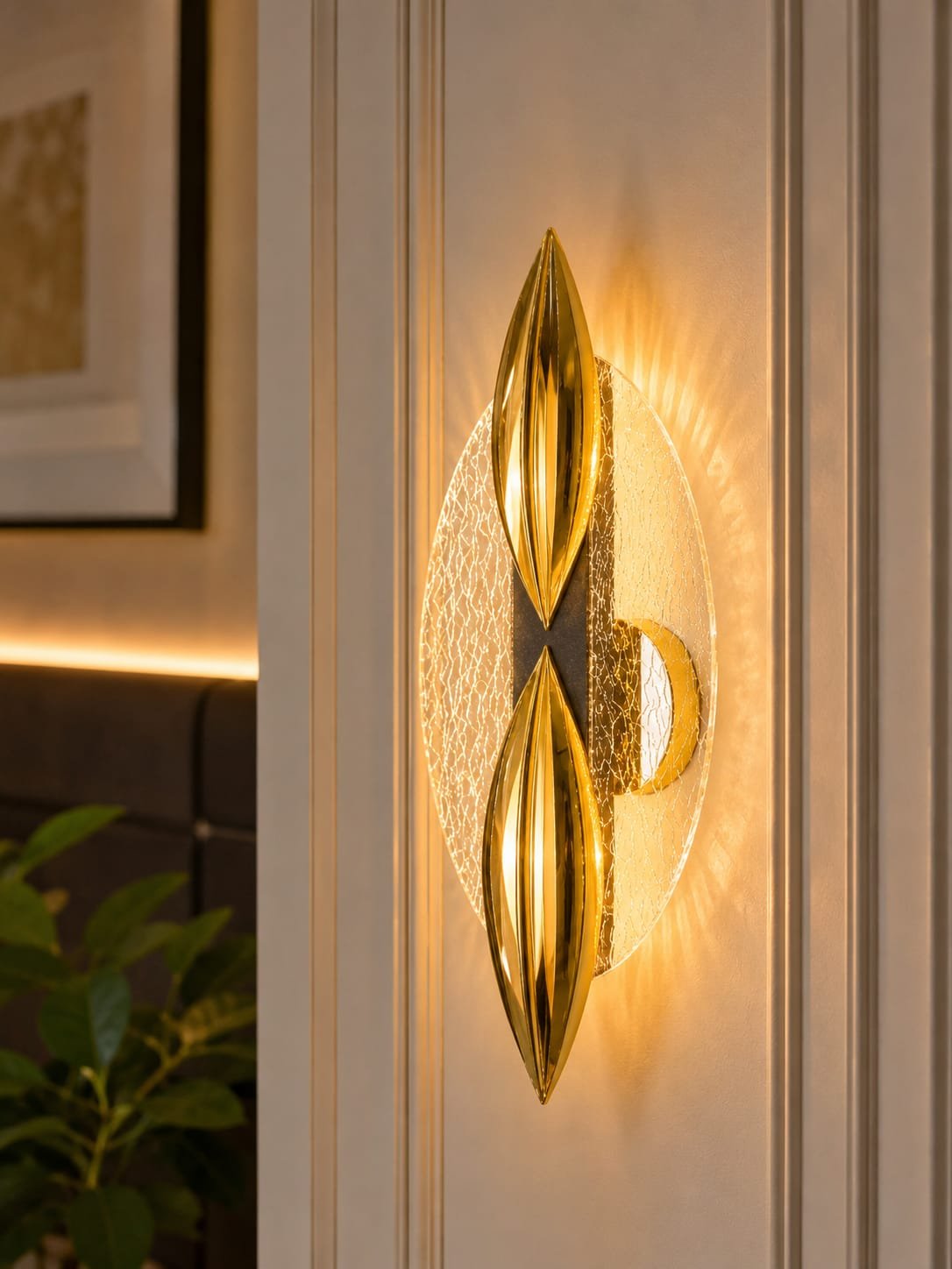 Golden Sculptural LED Wall Light